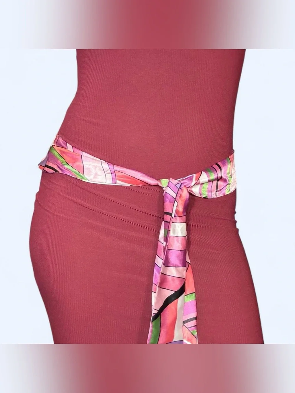 Y2K Pink Satin Scarf Belt!